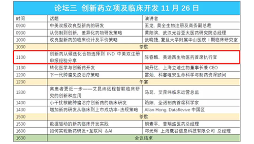 演讲题目：创新药从候选化合物选择到IND中美双注册申报经验分享 