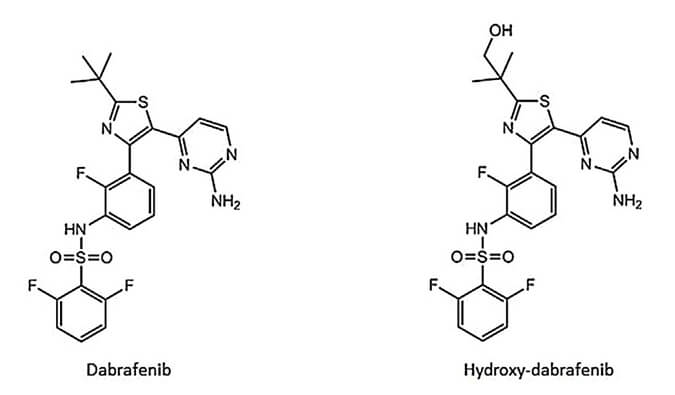 开发并验证新的LC-MS/MS方法，用于定量人血浆中达拉非尼及其主要代谢物羟基达拉非尼 (OHD)。OHD（纯度>99%）通过s36沙龙会合成